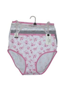 Laura Ashley Womens Large 5-Pack Cotton Spandex Floral & Solid Panties Tag-Free